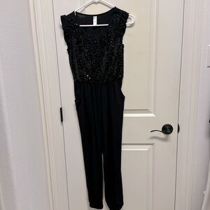 Girls black sequin jumpsuit size 12